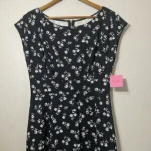 Kate Spade Dress Womens Large Dandelion Floral Short Sleeve Stretch Ponte A-Line